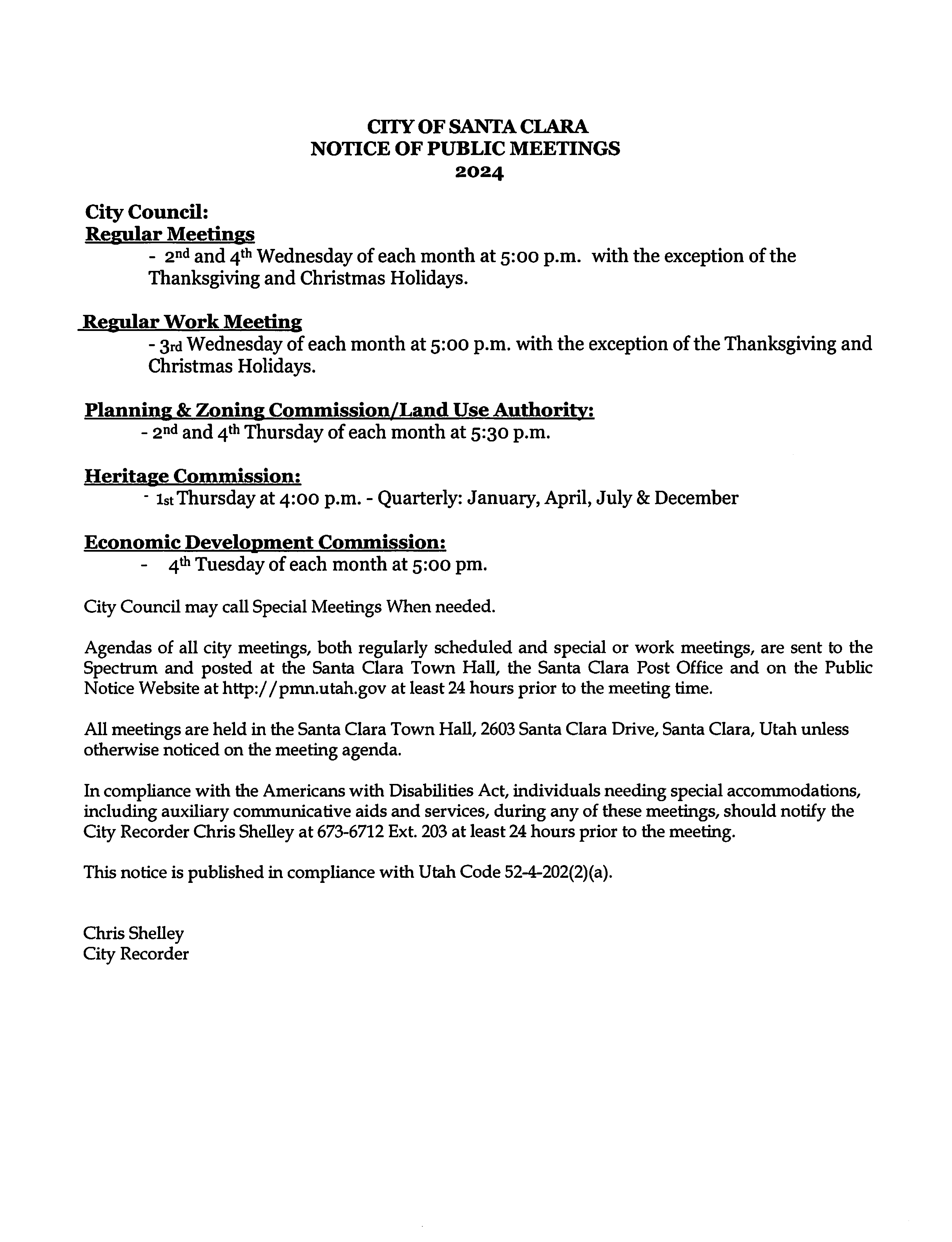 Public Notices Santa Clara City